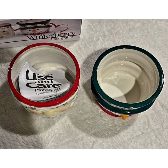 NEW IN BOX COLLECTIBLE PFALTZGRAFF WINTERBERRY FIGURAL DIP SET OF 2 BOWLS - Picture 4 of 6